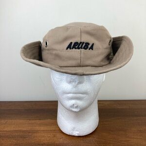 Aruba Sunset Beach Boonie Bucket Hat Desert Tan One Size Snap Sides Embroidered.